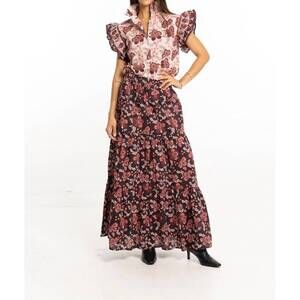 NEW BINDU milly flutter sleeve top in white floral